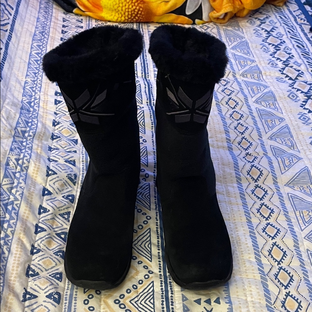 Sporto Black Winter Boots with Fur Trim Calf High